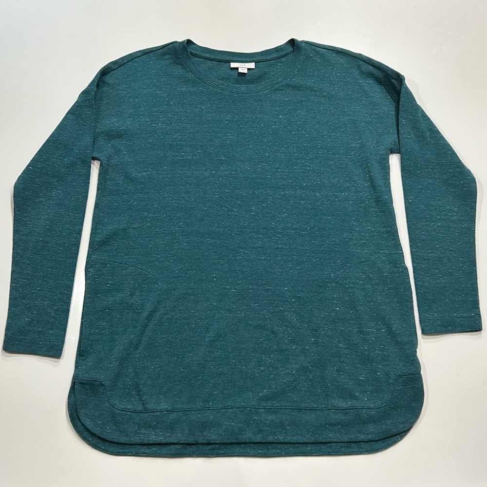 J.Jill Heathered Teal Thermal Long Sleeve Pockets Small